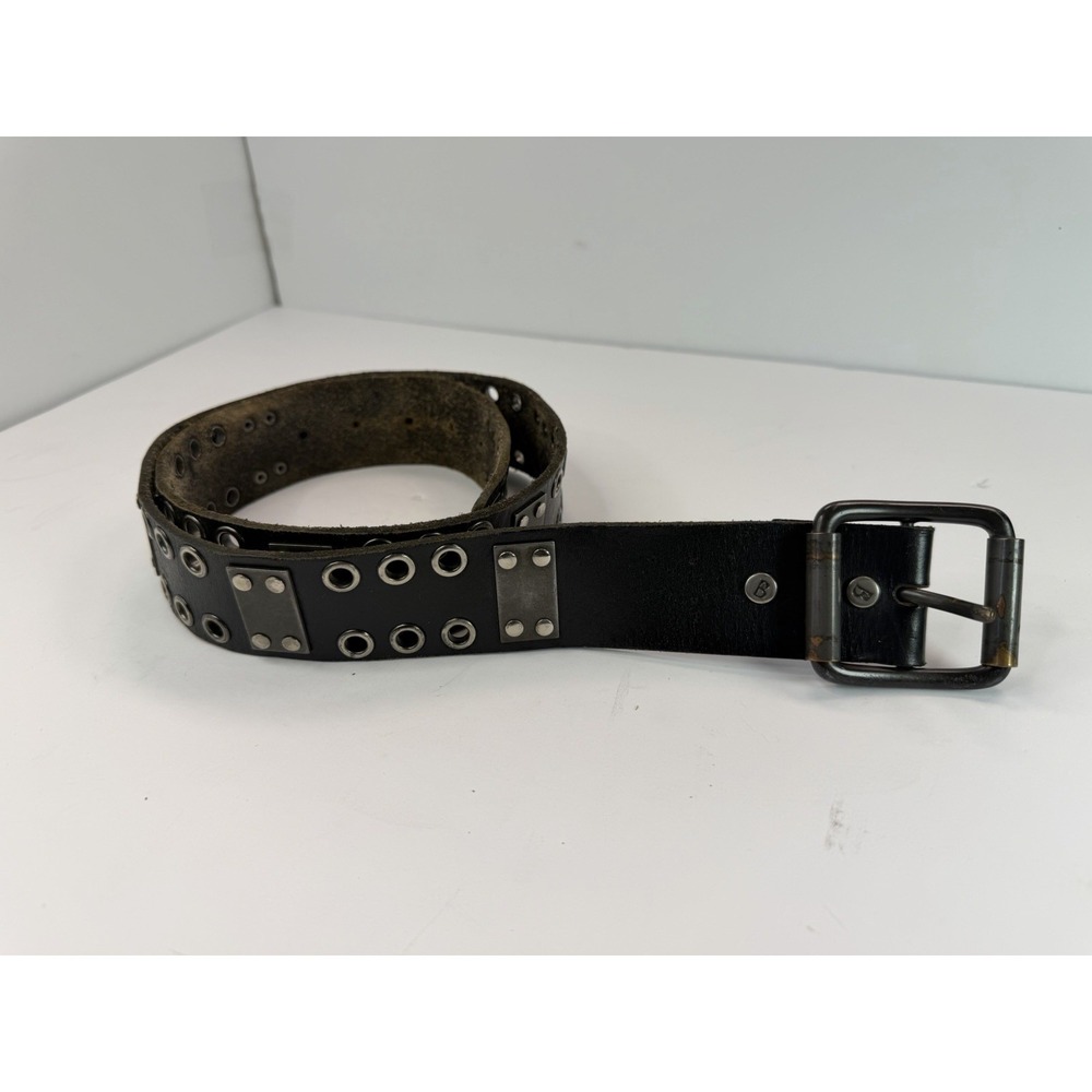 Leather Bill Adler Gun Belt Grommet Double Hole 36" Grunge Punk Metal Distressed
